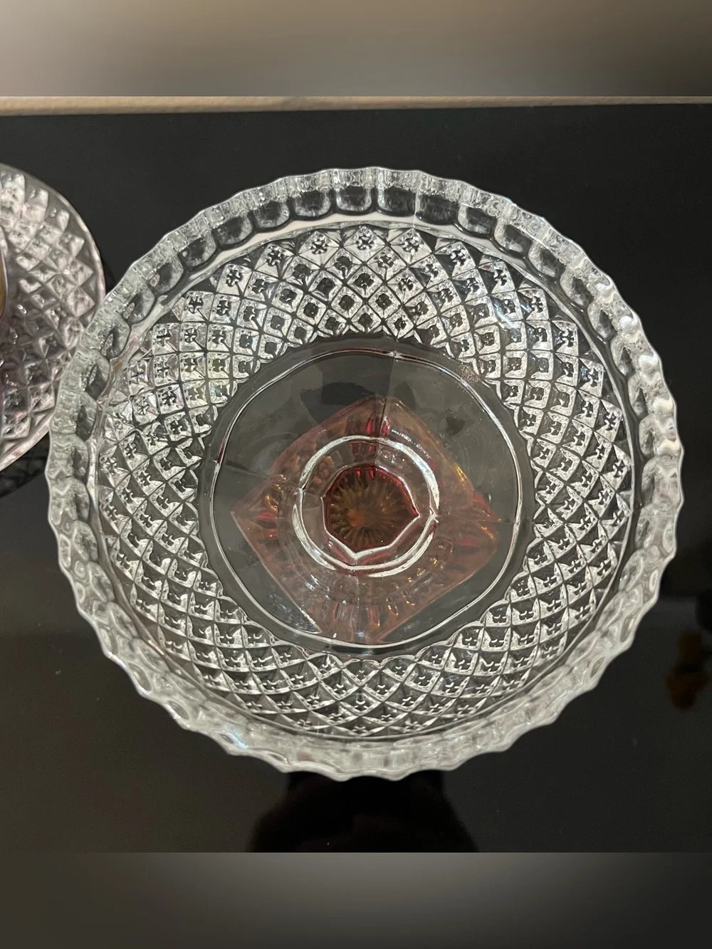 Vintage 1950s Westmoreland Ruby Red Pedestal Glass Candy Dish w/ Lid